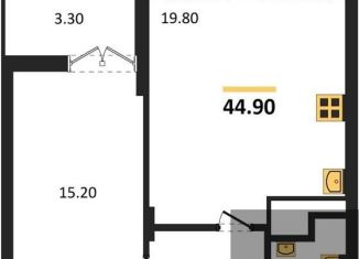 Продаю однокомнатную квартиру, 44.9 м2, Воронежская область