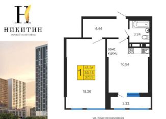 Продается 1-комнатная квартира, 37.6 м2, Воронеж, Ленинский район, улица Лётчика Щербакова, 5