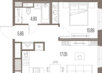 Продажа 1-комнатной квартиры, 35.8 м2, Санкт-Петербург, метро Василеостровская