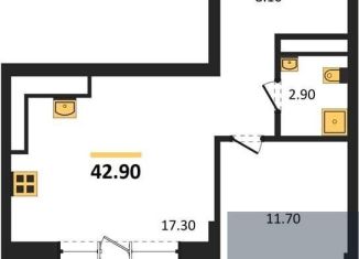 Продается 1-ком. квартира, 42.9 м2, Воронеж, Железнодорожный район