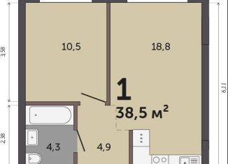 Продается 1-комнатная квартира, 38.5 м2, Екатеринбург, Кировский район