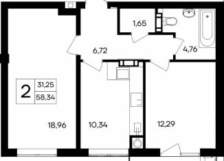 Продается 2-комнатная квартира, 58.3 м2, Крым, Курганная улица