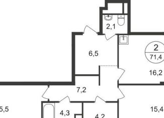 Продаю 2-ком. квартиру, 71.4 м2, Московский, 7-я фаза, к1