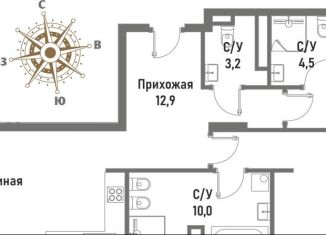 3-комнатная квартира на продажу, 99.4 м2, Москва, улица Матросская Тишина, 12, район Сокольники