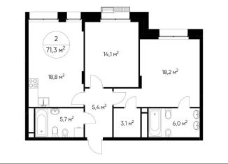 Продается 2-комнатная квартира, 71.3 м2, Московская область, Мещерский бульвар, 2