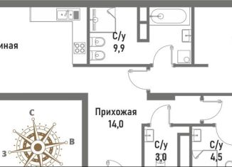 Продаю трехкомнатную квартиру, 100.6 м2, Москва, улица Матросская Тишина, 12, ВАО