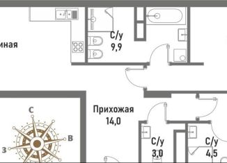 Продается трехкомнатная квартира, 100.6 м2, Москва, улица Матросская Тишина, 12