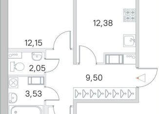 Продам двухкомнатную квартиру, 53.9 м2, посёлок Шушары