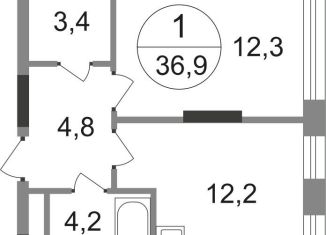 Продаю однокомнатную квартиру, 36.9 м2, деревня Рассказовка, 2-я Боровская улица, 1