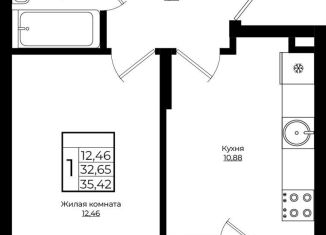 Однокомнатная квартира на продажу, 35.3 м2, Краснодарский край, жилой комплекс Европа Клубный Квартал 9, лит3