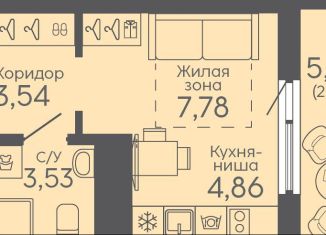 Продаю квартиру студию, 22.4 м2, Екатеринбург, жилой комплекс Новокольцовский, 5