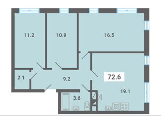 Продажа 3-ком. квартиры, 72.6 м2, поселок Мещерино