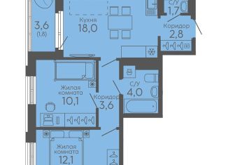 Продаю двухкомнатную квартиру, 54.1 м2, Екатеринбург, метро Ботаническая, жилой комплекс Новокольцовский, 6