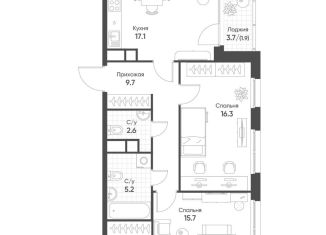 Продается 2-ком. квартира, 73.4 м2, Новосибирская область, жилой комплекс Счастье в Кольцово, 1