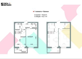 Продажа 1-комнатной квартиры, 43.7 м2, Волгоград, улица Пархоменко, 24, Центральный район