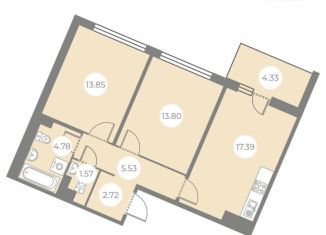 Продаю двухкомнатную квартиру, 61.8 м2, Санкт-Петербург, метро Проспект Просвещения