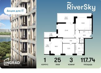 Продажа трехкомнатной квартиры, 117.7 м2, Москва, метро Дубровка, улица Виктора Маслова, 2