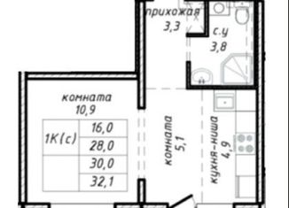 Продается двухкомнатная квартира, 30 м2, Новосибирск, Ленинский район, улица Связистов, 162