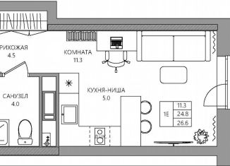 Продается квартира студия, 26.6 м2, Пермь