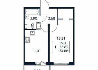 Продажа 1-ком. квартиры, 37.4 м2, Ярославль, Романовская улица, 9, ЖК Норские Резиденции