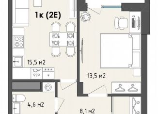 1-комнатная квартира на продажу, 43.2 м2, Воронеж