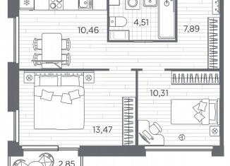 Продается 2-комнатная квартира, 47.5 м2, Санкт-Петербург, Московский район