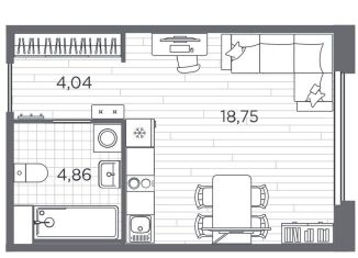 Продам квартиру студию, 27.7 м2, Санкт-Петербург