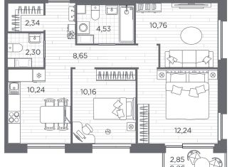 Продается 3-комнатная квартира, 62.1 м2, Санкт-Петербург, Московский район