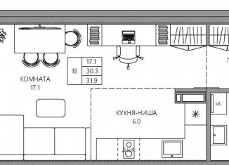 Продам квартиру студию, 31.9 м2, Пермь