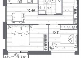 Продается 2-ком. квартира, 47.5 м2, Санкт-Петербург, Московский район