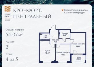 Продается двухкомнатная квартира, 54.1 м2, Кронштадт, Цитадельская дорога, 10