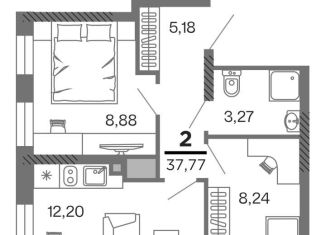 Продаю 2-комнатную квартиру, 37.8 м2, Рязань