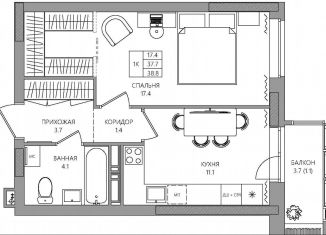 Продается однокомнатная квартира, 38.8 м2, Пермь