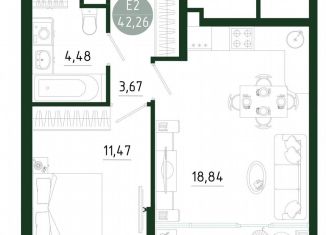 Продаю однокомнатную квартиру, 42.3 м2, Тула