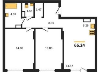 2-ком. квартира на продажу, 66.2 м2, Воронеж