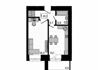 Продам 1-ком. квартиру, 41.1 м2, село Чигири, Европейская улица, 13