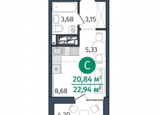 Продаю квартиру студию, 20.8 м2, Тюмень