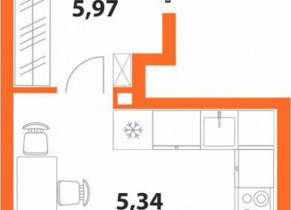 1-комнатная квартира на продажу, 32.9 м2, Ульяновск, ЖК Аквамарин-2, 1