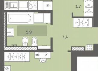 Продается 2-комнатная квартира, 61.7 м2, деревня Хохряки