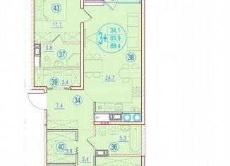 Продам 3-ком. квартиру, 88.4 м2, Астрахань, улица Кирова, 68, ЖК Центральный