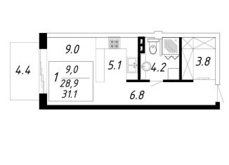 Продается однокомнатная квартира, 31.1 м2, Ессентуки