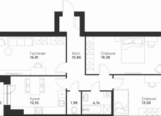 Продажа 3-ком. квартиры, 80.2 м2, Тула, улица Героя России Зиничева, 8