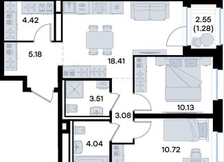 Продается двухкомнатная квартира, 60.8 м2, Татарстан