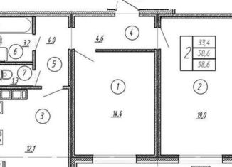 Продажа 2-комнатной квартиры, 59.4 м2, Воронеж, улица Загоровского, 5/1