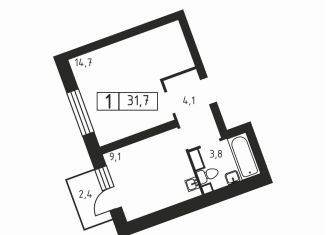 Продам однокомнатную квартиру, 31.7 м2, деревня Скотное, Вересковая улица, 3к1