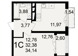 Продаю 1-комнатную квартиру, 34.1 м2, Тула, Большая улица, 6А