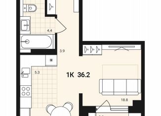 Продам 1-комнатную квартиру, 36.2 м2, Обь, Геодезическая улица, 29