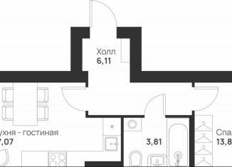 Однокомнатная квартира на продажу, 43.5 м2, Тула, улица Героя России Зиничева, 8