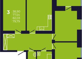 Продаю трехкомнатную квартиру, 79.9 м2, Республика Башкортостан, улица Михаила Зайцева, 6