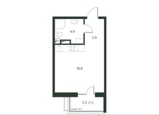 Продажа квартиры студии, 27.7 м2, деревня Лобаново
